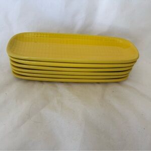 Crate & Barrel Corn On The Cob Holders Yellow Set of 6 Hot Dogs Condiments